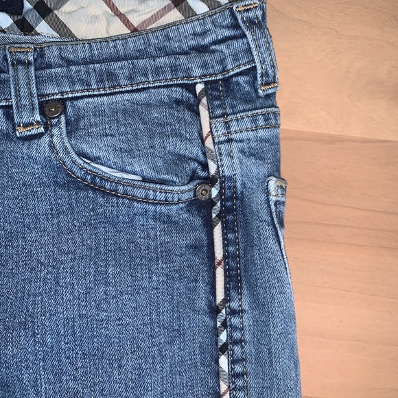 Designer Burberry London Plaid Pinstripe Jeans Women Size 4 - Picture 5 of 10